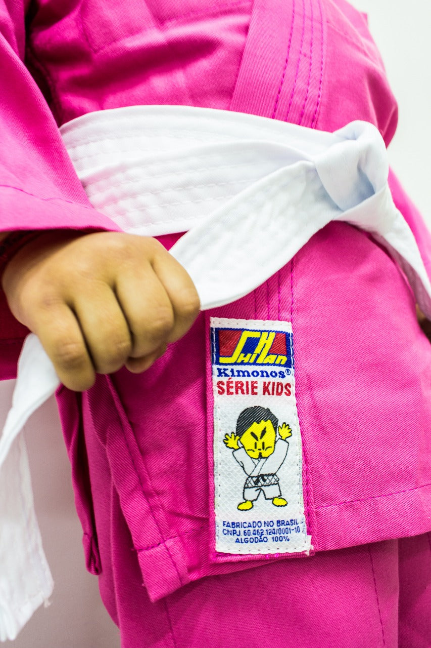 Kimono Judô / Jiu-Jitsu Shihan Kids Reforçado Infantil Rosa